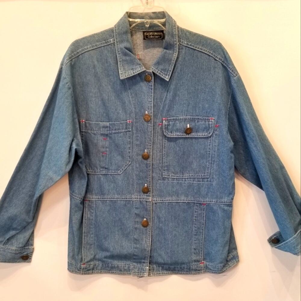 Vintage 90's Denim Jacket Gifts Lightweight Oversized Jean Jacket Pockets Size M